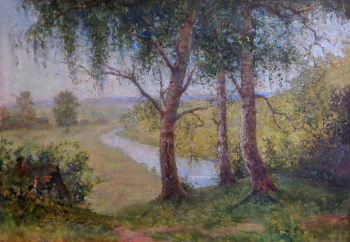Соловьёв Александр Михайлович. Апрелевка. Картон, масло. 50х70. 1956. Костромской государственный историко-архитектурный и художественный музей-заповедник.