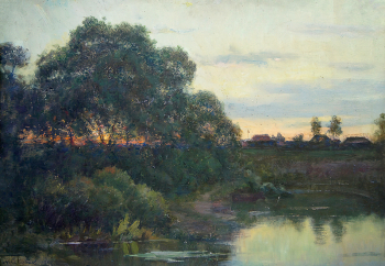 Соловьёв Александр Михайлович. Апрелевка. Холст на картоне, масло. 49,5х70. 1956. Липецкий областной краеведческий музей.