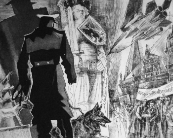 Смирнов Анатолий Сергеевич. Вольный город Бремен. Серия `Посеявшие ветер`. Бумага, офорт. 40х50. 1980. Старооскольский художественный музей.