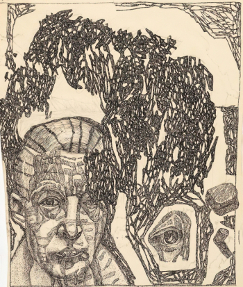 Макаров Михаил Константинович. Автопортрет. Бумага, тушь. 20,7х17,2. 1930-е. Государственный Русский музей.