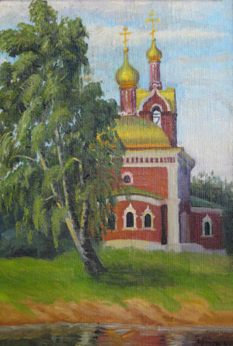 Троицкий Анатолий Алексеевич. Церковь Ильи Пророка в городе Бронницы. Холст, масло. 50х35. 1980. Раменский историко-художественный музей.