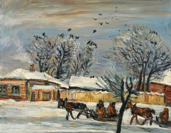 Егоров Евгений Васильевич. Улица в Дмитрове. Холст, масло. 48,7х64. 1933. Саратовский государственный художественный музей имени А.Н.Радищева.