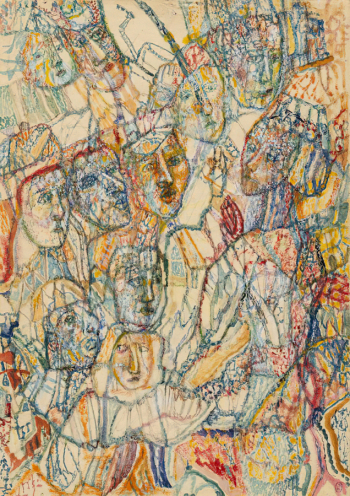 Ливчак Ксана Владимировна. Лекция. Бумага, акварель, гуашь, масло, карандаш. 1970-е. Государственный Русский музей.