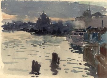 Присёлков Сергей Васильевич. Морской собор. Бумага, акварель. 13х18. 1955. Новокузнецкий художественный музей.