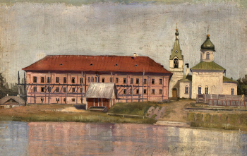 Борисов Александр Алексеевич. Савватьевский скит. Соловки. Холст, масло. 14,5х23. 1880-е. Художественная культура Русского Севера.