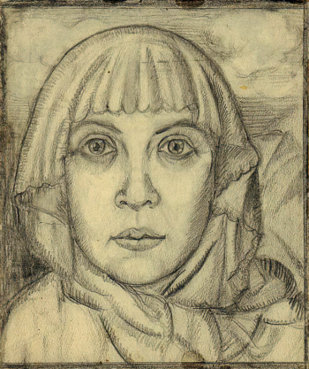 Грохольская Марианна (Мария) Ионовна. Автопортрет. Бумага, карандаш. 16,7х14. 1922. Череповецкое музейное объединение.