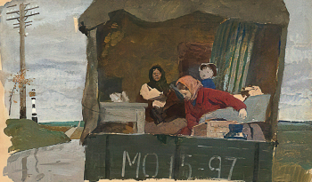 Дубинский Давид Александрович. На дачу. Бумага, темпера. 40,5х60. 1954. Государственный музейно-выставочный центр РОСИЗО.