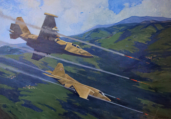 Сибирский Андрей Вениаминович. Грачи (Су-25). Холст, масло. 130х187. 2007. Центральный музей Военно-воздушных сил.