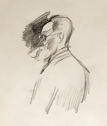 Рудаков Константин Иванович. Портрет Николая Тырсы. Бумага, карандаш. 16,5х14,8. 1930-е. Государственный литературно-мемориальный музей Анны Ахматовой в Фонтанном Доме.