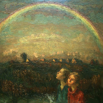 Орлов Игорь Михайлович. Девочки под радугой. Холст, масло. 119х119. 1980. Ивановский областной художественный музей.