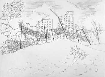 Резников Сергей Моисеевич. Красногорск. Бумага, карандаш. 14,9х19,7. 1996-2007. Государственный научно-исследовательский музей архитектуры имени А.В.Щусева.