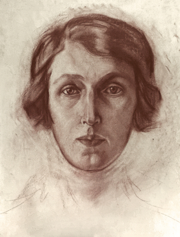 Шведе-Радлова Надежда Константиновна. Автопортрет. Бумага, сангина. 33,3х27. 1920-е. Государственный музей истории Санкт-Петербурга.