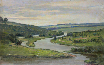 Михранян Аршак Никитич. Клин. Река Сестра. Холст на картоне, масло. 35х55,5. 1972. Музей-усадьба П.И.Чайковского.