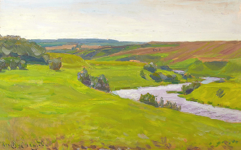 Васнецов Аполлинарий Михайлович. Демьяново. Река Сестра. Доска, масло. 21х33. 1903-1917. Государственная Третьяковская галерея.