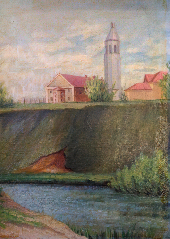 Петриковец Иван Александрович. Клин. Дом культуры термометрового завода. Холст, масло. 35,3х25. 1960. Музейно-туристический центр городского округа Клин.