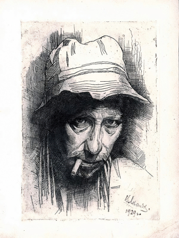 Левандовский Всеволод Николаевич. Мужской портрет. Бумага, офорт. 9,3х13,8. 1929. Калужский музей изобразительных искусств.