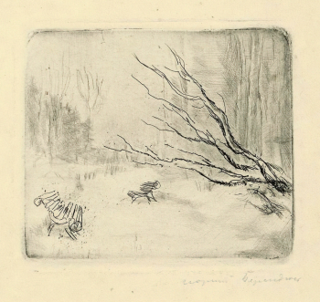 Берендгоф Георгий Сергеевич. В аллее. Бумага, офорт. 31,2х21,1. 20 век. Государственный музей изобразительных искусств имени А.С.Пушкина.