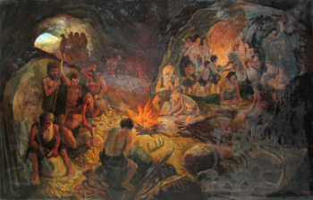 Ферстер Виктор Викторович. Пещерные люди. Холст, масло. 119х195. 20 век. Бузулукский краеведческий музей.