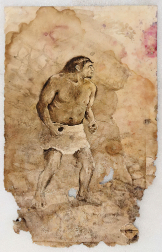 Куянцев Павел Павлович. Неандерталец. Бумага, акварель. 59х35. 1970-е. Государственный объединенный музей-заповедник истории Дальнего Востока имени В.К.Арсеньева.