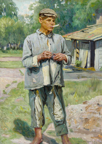 Нестеров Фёдор Панфилович. Вожак. Серия `Беспризорники`. Холст, масло. 50х35. 1929. Курская государственная картинная галерея имени А.А.Дейнеки.