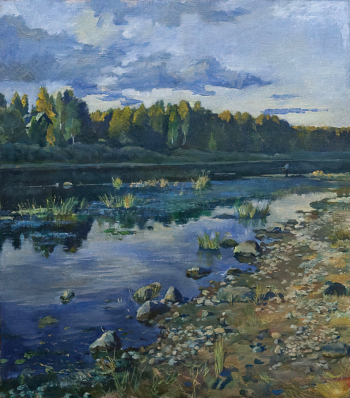 Иванов Эдуард Николаевич. Река Мста. Холст, масло. 100х90. 1996. Новгородский государственный объединенный музей-заповедник.