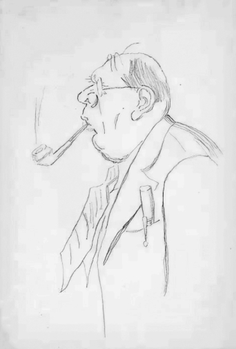 Малаховский Бронислав Брониславович. Портрет Алексея Толстого. Шарж. Бумага, карандаш. 31,9х21,8. 1930-е. Государственный литературно-мемориальный музей Анны Ахматовой в Фонтанном Доме.