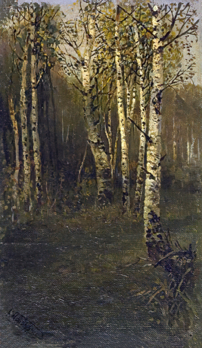 Первухин Константин Сергеевич. Берёзы. Холст, масло. 30,2х18. 1907-1911. Тверская областная картинная галерея.