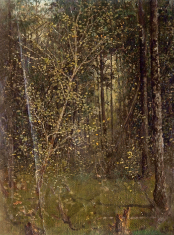 Первухин Константин Сергеевич. Ольховая роща. Холст, масло. 28,5х22,2. 1909. Тверская областная картинная галерея.
