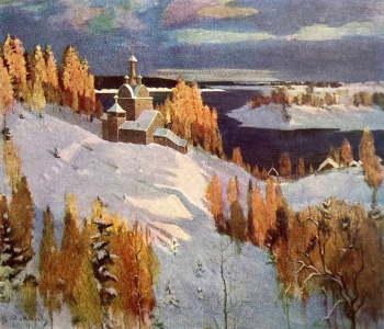 Фокин Николай Михайлович. Ранний снег. Холст, масло. 213,5х248,5. 1901. Государственный Русский музей.