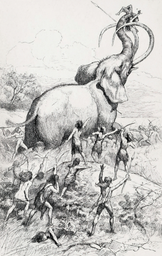 Джон Стипл Дэвис. Охота на мамонта. Иллюстрация. 1885. `Children`s Stories in American History` (1885).