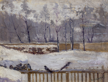 Соколов Сергей Павлович. Зимний пейзаж. Холст, масло. 27х35. 1910-е. Нижегородский государственный художественный музей.