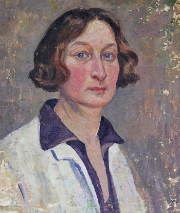 Семёнова-Тян-Шанская (Болдырева) Вера Дмитриевна. Автопортрет. ДВП, масло. 47,5х40,5. 1936. Музей-усадьба П.П.Семёнова-Тян-Шанского.