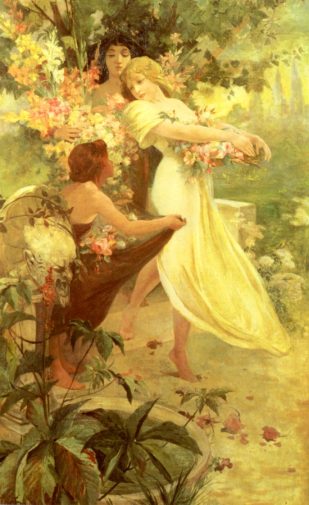 Альфонс Мариа Муха. Дух лета. Холст, масло. 41х66. 1894. Частное собрание.
