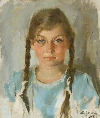 Орлова Вера Александровна. Портрет дочери. Холст, масло. 44х38. 1953. Волгоградский музей изобразительных искусств имени И.И.Машкова.