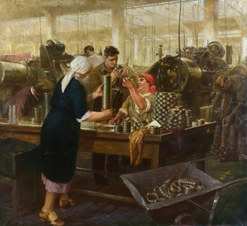 Орлова Вера Александровна. Завод `Шарикоподшипник`. Холст, масло. 193х210. 1936-1937. Государственный музейно-выставочный центр РОСИЗО.
