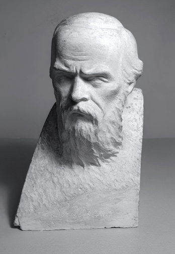 Жолткевич Александр Ферапонтович. Ф.М.Достоевский. Гипс. 23,3х16,5х12,5. 1920-е - 1930-е. Государственный музей истории российской литературы имени В.И.Даля.