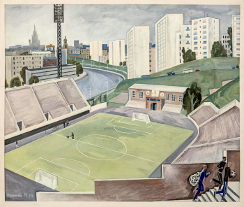 Финогенова Млада Константиновна. Москва спортивная. Бумага, темпера. 75х88. 1977. Государственный музейно-выставочный центр РОСИЗО.