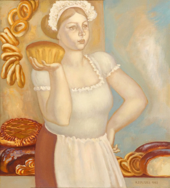 Ерышев Николай Павлович. Буфетчица. Холст, масло. 65х60. 1982. Оренбургский областной музей изобразительных искусств.