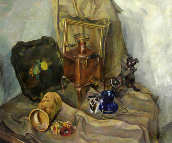 Гранди Иван Антонович. Натюрморт с самоваром. Холст, масло. 49х59,3. 1916. Томский областной художественный музей.