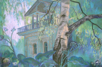 Тучина Ольга Борисовна. Старая усадьба. Бумага, пастель. 31х48. 1999. Частное собрание.