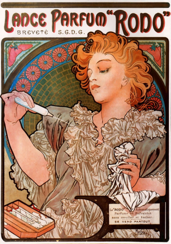 Альфонс Мариа Муха. Парфюм Родо. Рекламный плакат. 44х32. 1896. Частное собрание.