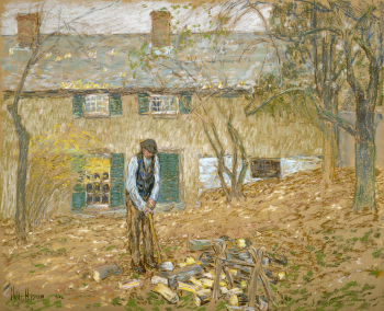 Фредерик Чайльд Гассам. Колка дров. Бумага, пастель. 45,1х55,2. 1902. Музей изящных искусств (Хьюстон).