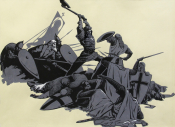 Рубцов Сергей Семёнович. Ледовое побоище. Бумага, темпера. 37,1х49. 1980. Мытищинская галерея искусств.