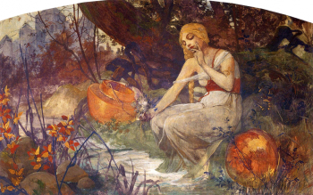 Альфонс Мариа Муха. Пророчица. Холст, темпера. 138х87. 1896. Музей Альфонса Мухи (Прага).