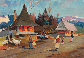 Кобыленков Михаил Васильевич. Закарпатье. Ужок. Оргалит, масло. 42х59,5. 1996. Севастопольский художественный музей имени Михаила Павловича Крошицкого.