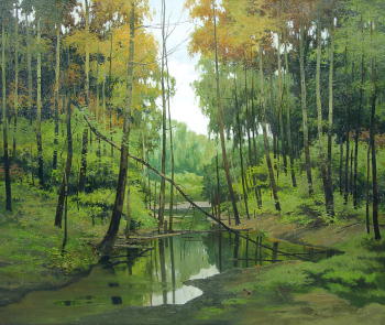 Кияйкин Анатолий Иванович. Лесная заводь (У истоков реки Сарлей). Холст, масло. 100х117. 20 век. Мордовский республиканский музей изобразительных искусств имени С.Д.Эрьзи.