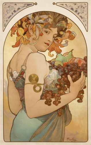 Альфонс Мариа Муха. Фрукты. Бумага, литография. 44х66. 1897. Частное собрание.