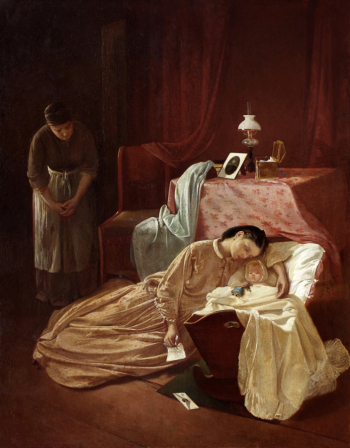 Пелевин Иван Андреевич. Вдова. Картон, масло. 42х34. 1866. Курская государственная картинная галерея имени А.А.Дейнеки.