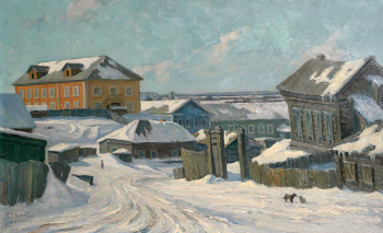 Игловиков Владимир Георгиевич. В Салехарде. Картон, масло. 41х66,5. 1988. Ямало-Ненецкий окружной музейно-выставочный комплекс имени И.С.Шемановского.