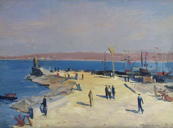 Герасимов Леонид Сергеевич. Анапа. Картон, масло. 24х32,2. 1945. Астраханская государственная картинная галерея имени П.М.Догадина.